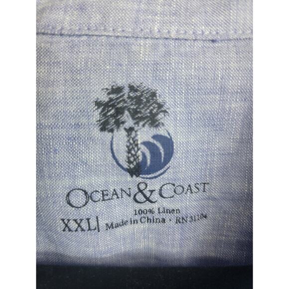 Ocean & Coast Linen Shirt Men's XXL Long Sleeve Roll Tab Sleeves Blue - Picture 5 of 9
